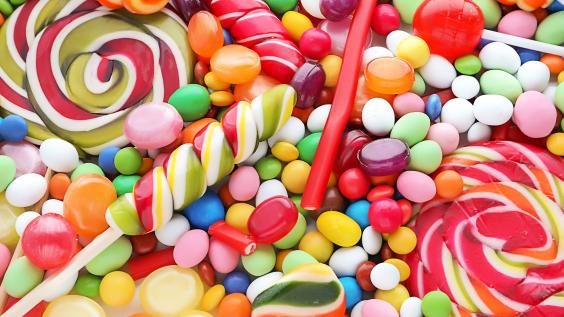 Assorted colorful candies.