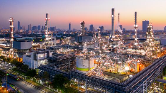 Fuel refinery at dusk