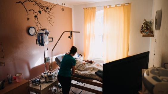 A patient receives intensive at-home treatment.