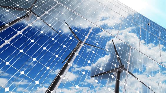 Solar panels and wind turbines