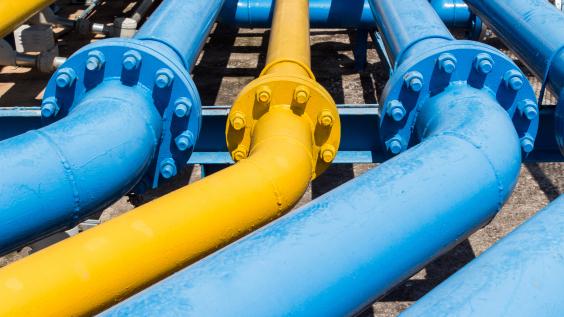 Yellow and blue pipelines.