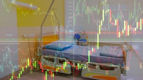 Empty Hospital Bed with Chart Overlay