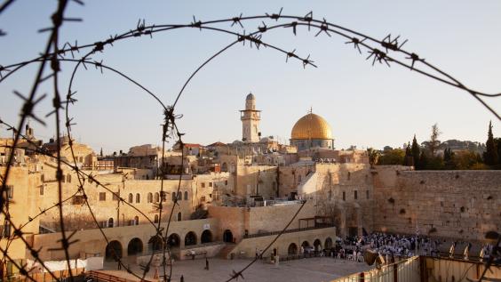 Barbed wire between Israel, Jerusalem