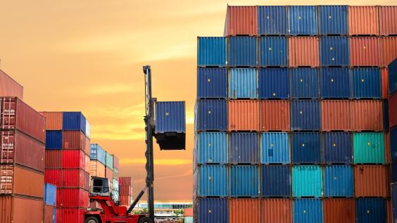 Colorful shipping containers.