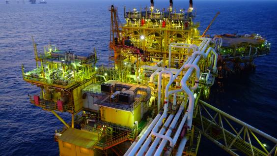 Oil rig at night