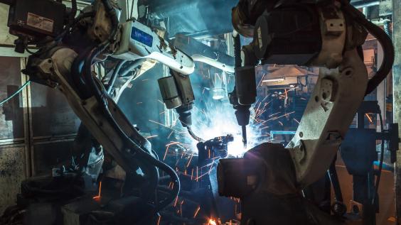 Robots welding.