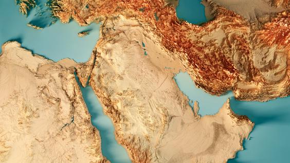Topographic map of Middle East