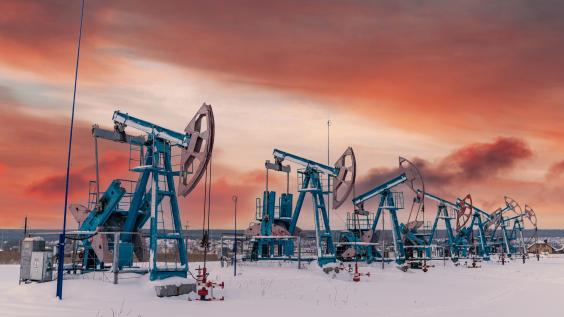 Oil pumps at work in Russia.