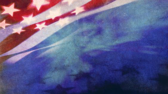 The U.S. flag in grunge texture.