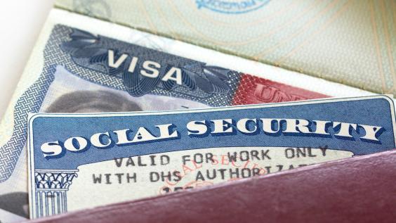 A U.S. visa and Social Security card.