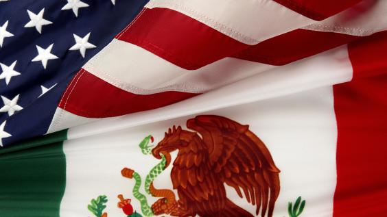 Textured flags of America and Mexico 