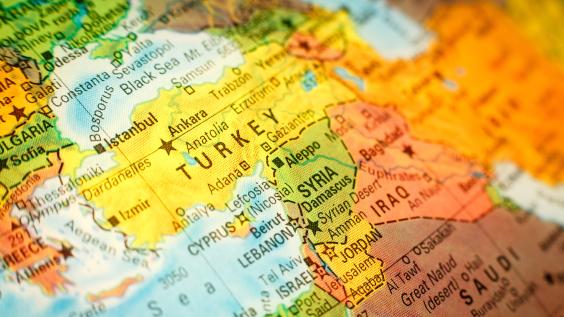 Map centered on Turkey
