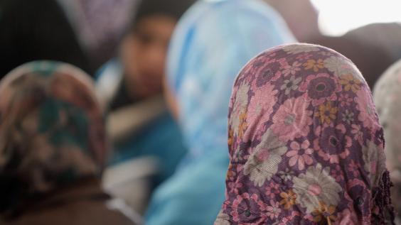 Women in hijab in a crowd