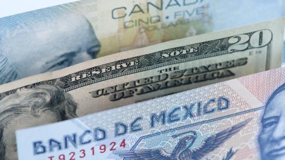 Currency (bills) for USA, Canada, and Mexico
