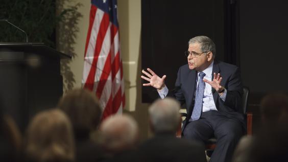 Chazen addresses the Baker Institute audience