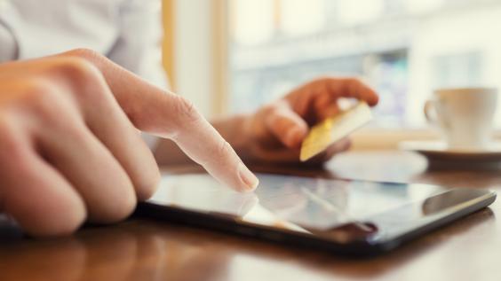 A person shops online.