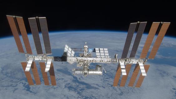 The ISS orbits the Earth