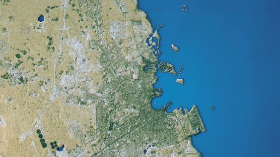 Topographic map of Doha, Qatar