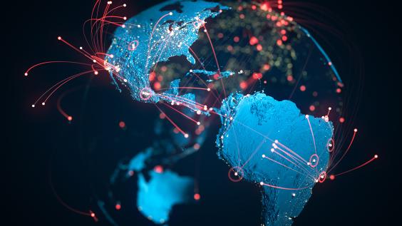 Global connections span the continents; focus on the Americas