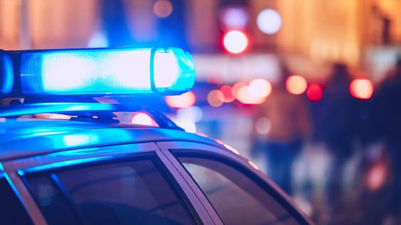 Police car with lights flashing