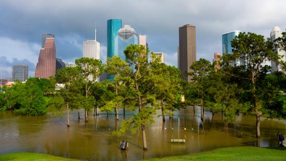Houston skyline flood