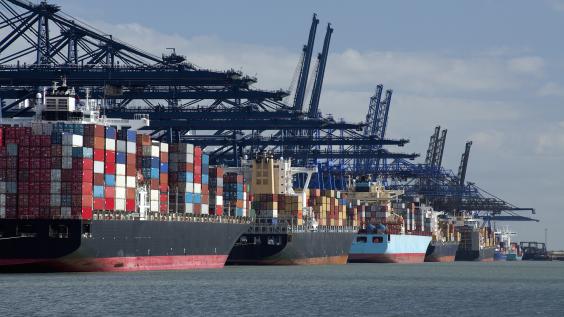 Container ships at dock