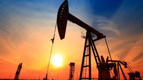 Oil pump at sunset