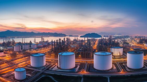 Oil refinery at twilight