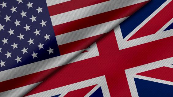 Flags from United States of America and United Kingdom