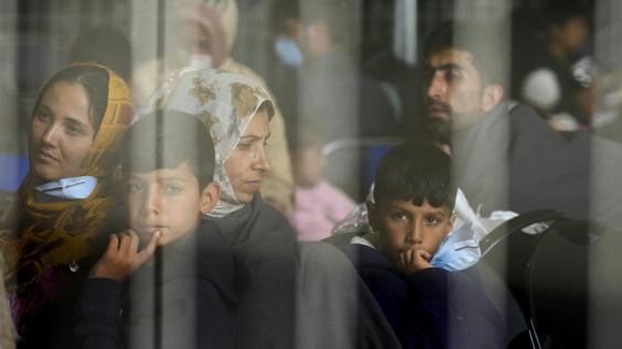 Evacuees from Afghanistan wait to fly to the U.S. at a German air base on Sept. 1, 2021.
