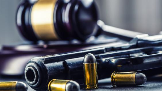 gun, bullets and gavel