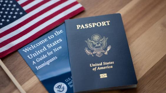 U.S. Passport with American flag