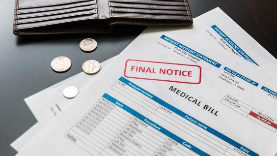 Medical bill, rising medical cost concept