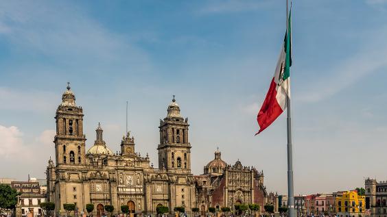 Panoramic view of Zocalo and Cathedral - Mexico City, Mexico