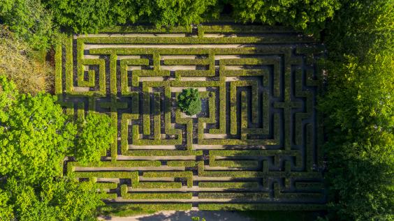  View of a maze in the park.