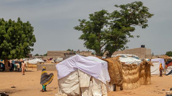 Refugee camp in Africa, full of people who took refuge due to insecurity and armed conflict