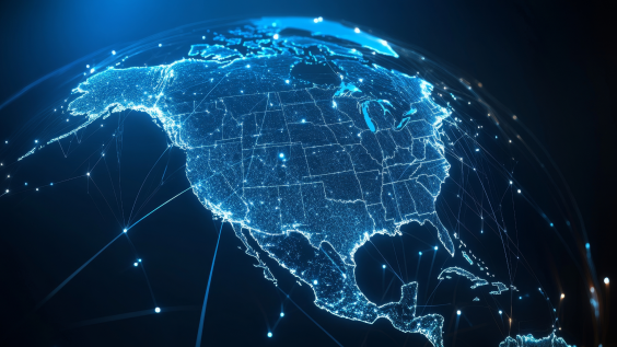 A digital map of North America