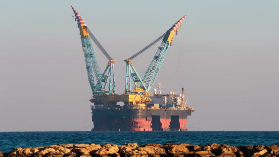 Oil and gas rig off the coast of Cyprus. 