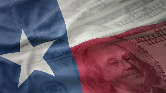 Texas flag superimposed on $100 bill