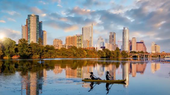 Austin city downtown skyline cityscape of Texas.