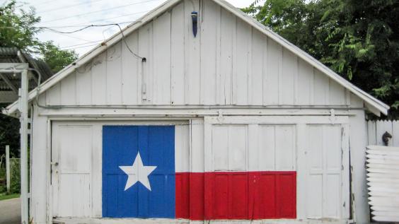 Barn with Texas flag