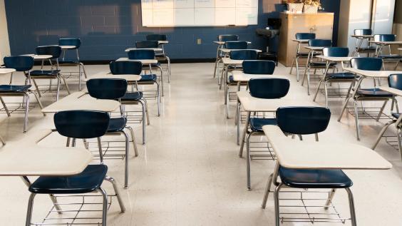 Classroom with desks