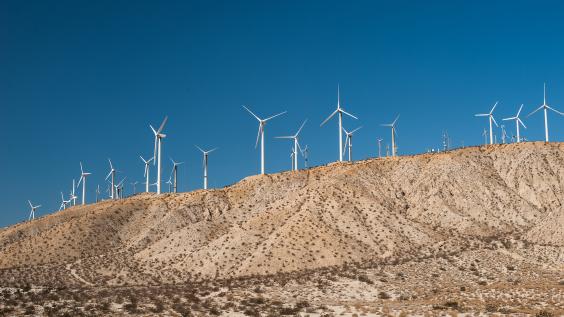 Wind farm in desert environment