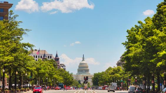View of US Capitol from street