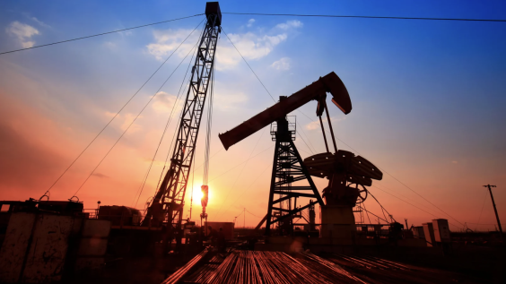 Oil rig sunset