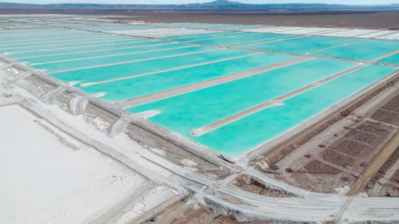 Rectangular lithium ponds in Chile