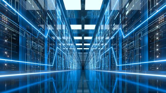 Server racks in computer network security server room data center, 3d rendering. Downloaded Server racks in computer network security server room data center
