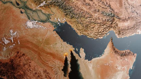 Aerial view of the Saudi Arabia Oil Crisis