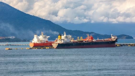 Oil ship in sea, Strait of Hormuz.