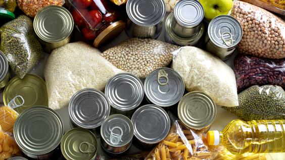 Food provisions, cans and dry goods